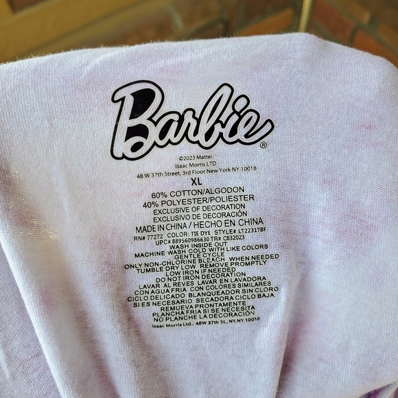 Barbie Women's Tie-Dyed Graphic Short Sleeve Crewneck T-Shirt Size XL EUC - Picture 2 of 14